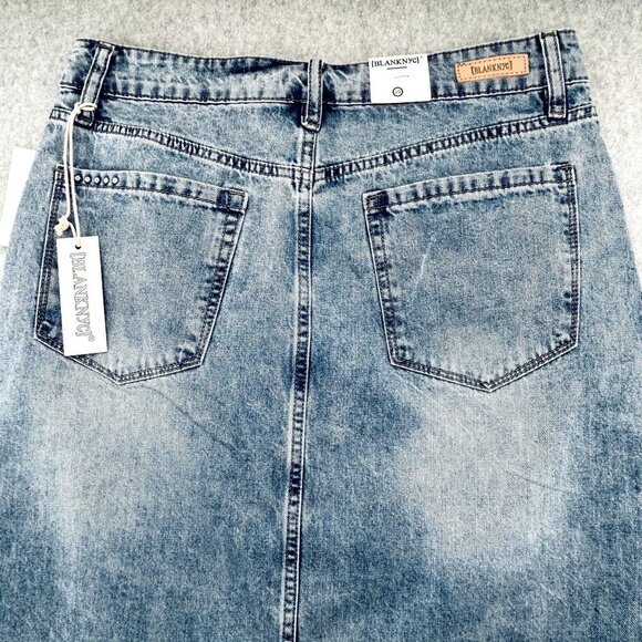 BlankNYC Denim Maxi Skirt Size 29 Light Wash Split Hem Cotton Blend High Rise - Picture 5 of 14